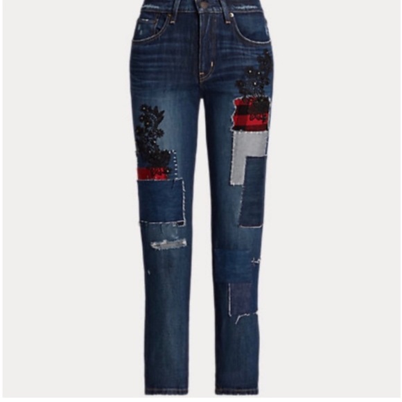 Ralph Lauren Patchwork and embroidery relaxed taper Jean.  28”waist SIZE 6 - Picture 2 of 9